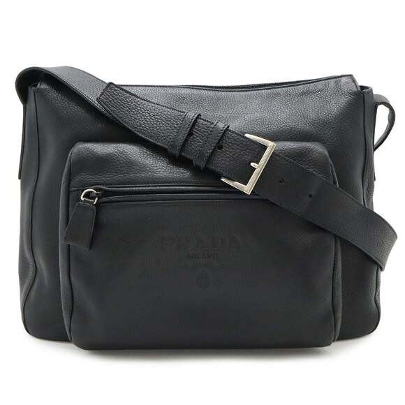 PRADA Black Leather Shoulder Bag